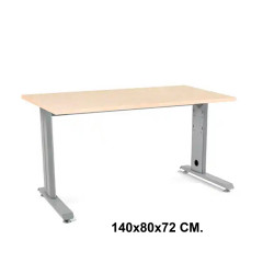 Mesa de oficina rocada metal, 140x80x72 cm. haya / aluminio