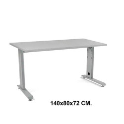 Mesa de oficina rocada metal, 140x80x72 cm. gris / aluminio
