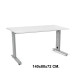 Mesa de oficina rocada metal, 140x80x72 cm. blanco / aluminio