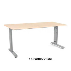 Mesa de oficina rocada metal, 160x80x72 cm. haya / aluminio