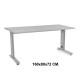 Mesa de oficina rocada metal, 160x80x72 cm. gris / aluminio