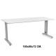 Mesa de oficina rocada metal, 180x80x72 cm. blanco / aluminio