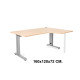 Mesa de oficina rocada metal l derecha, 160x120x72 cm. haya / aluminio