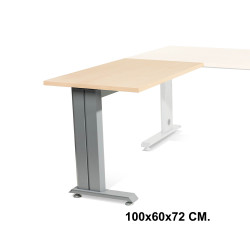 Ala para mesa de oficina rocada metal, 100x60x72 cm. haya / aluminio