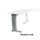 Ala para mesa de oficina rocada metal, 100x60x72 cm. blanco / aluminio