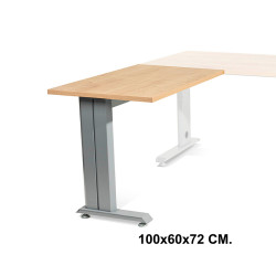 Ala para mesa de oficina rocada metal, 100x60x72 cm. roble / aluminio