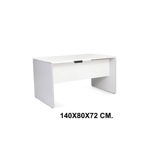 Mesa de oficina rocada work, 140x80x72 cm. blanco / aluminio