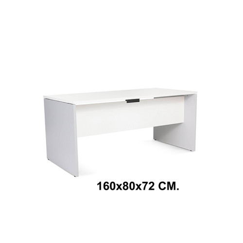 Mesa de oficina rocada work, 160x80x72 cm. blanco / aluminio