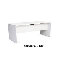 Mesa de oficina rocada work, 180x80x72 cm. blanco / aluminio