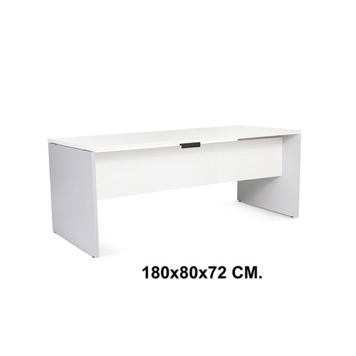 Mesa de oficina rocada work, 180x80x72 cm. blanco / aluminio