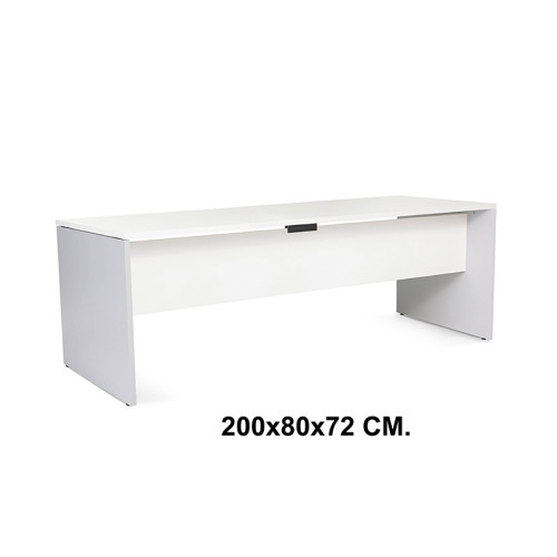 Mesa de oficina rocada work, 200x80x72 cm. blanco / aluminio