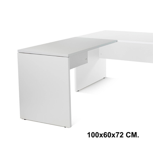 Ala para mesa de oficina rocada work, 100x60x72 cm. gris / aluminio