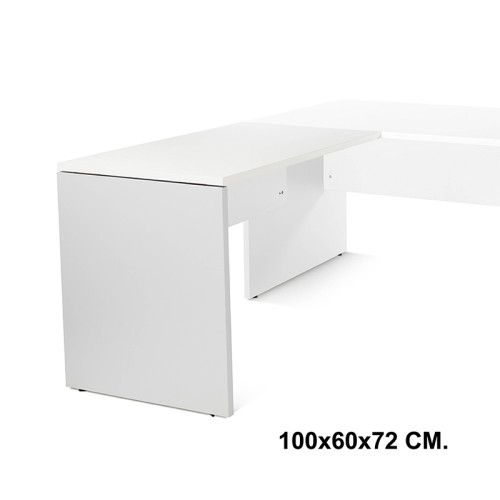 Ala para mesa de oficina rocada work, 100x60x72 cm. blanco / aluminio