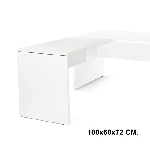 Ala para mesa de oficina rocada work, 100x60x72 cm. blanco / blanco