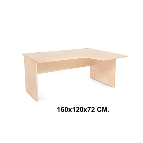 Mesa de oficina rocada work l derecha, 160x120x72 cm. haya / haya