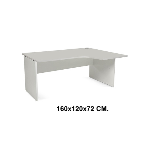 Mesa de oficina rocada work l derecha, 160x120x72 cm. gris / aluminio