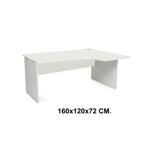 Mesa de oficina rocada work l derecha, 160x120x72 cm. blanco / aluminio
