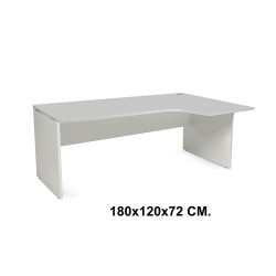 Mesa de oficina rocada work l derecha, 180x120x72 cm. gris / aluminio