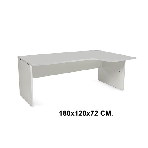 Mesa de oficina rocada work l derecha, 180x120x72 cm. gris / aluminio