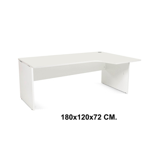 Mesa de oficina rocada work l derecha, 180x120x72 cm. blanco / blanco