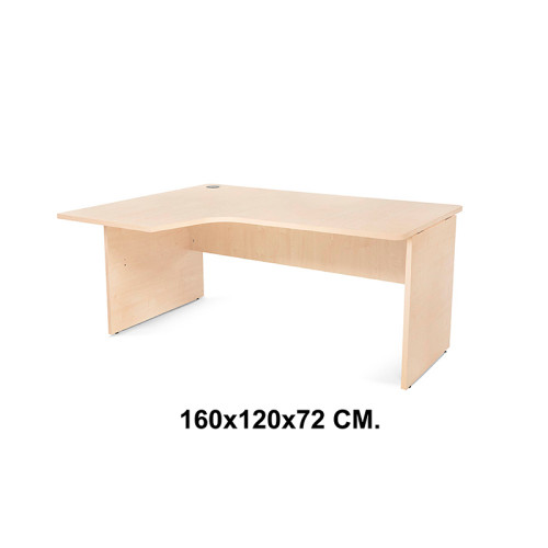 Mesa de oficina rocada work l izquierda, 160x120x72 cm. haya / haya