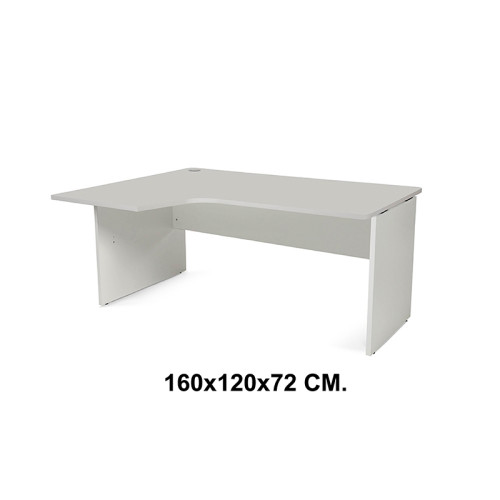 Mesa de oficina rocada work l izquierda, 160x120x72 cm. gris / aluminio