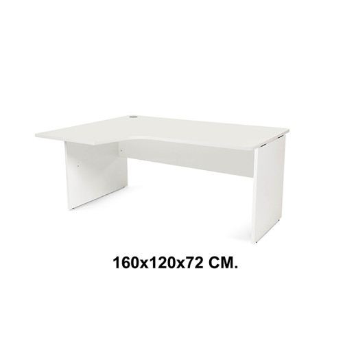 Mesa de oficina rocada work l izquierda, 160x120x72 cm. blanco / blanco