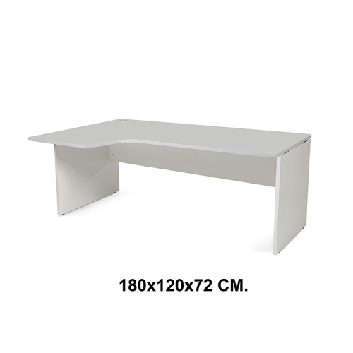 Mesa de oficina rocada work l izquierda, 180x120x72 cm. blanco / aluminio