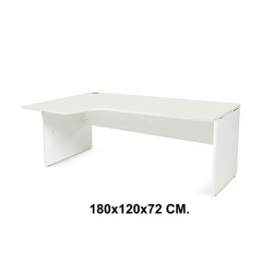 Mesa de oficina rocada work l izquierda, 180x120x72 cm. blanco / blanco