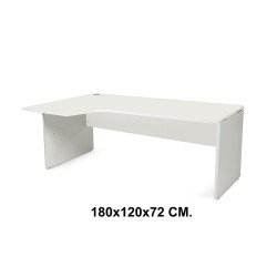 Mesa de oficina rocada work l izquierda, 180x120x72 cm. gris / aluminio