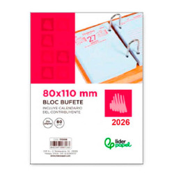 Bloc bufete liderpapel de 80x110 mm. 80 grs/m². 2025