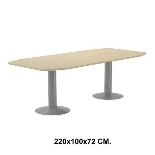 Mesa de reunión con estructura de acero rocada meeting, 220x100x72 cm. haya / aluminio