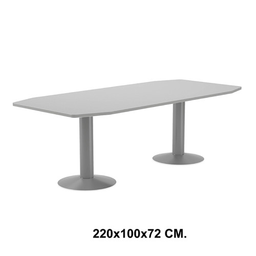 Mesa de reunión con estructura de acero rocada meeting, 220x100x72 cm. gris / aluminio