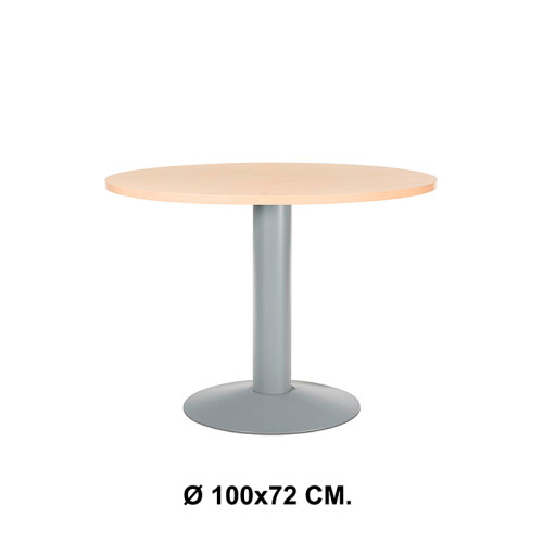 Mesa de reunión con estructura de acero rocada meeting, Ø 100x72 cm. haya / aluminio