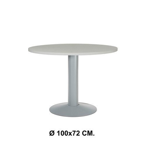 Mesa de reunión con estructura de acero rocada meeting, Ø 100x72 cm. gris / aluminio