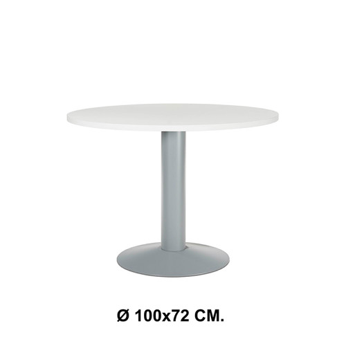 Mesa de reunión con estructura de acero rocada meeting, Ø 100x72 cm. blanco / aluminio