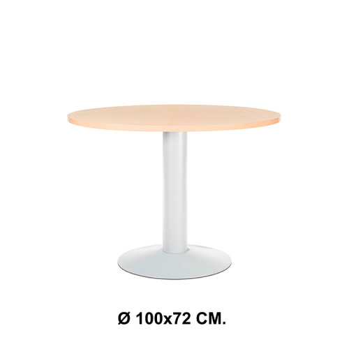 Mesa de reunión con estructura de acero rocada meeting, Ø 100x72 cm. haya / blanco