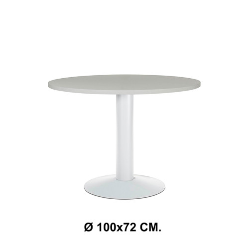 Mesa de reunión con estructura de acero rocada meeting, Ø 100x72 cm. gris / blanco