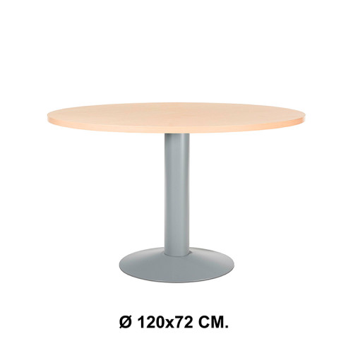 Mesa de reunión con estructura de acero rocada meeting, Ø 120x72 cm. haya / aluminio