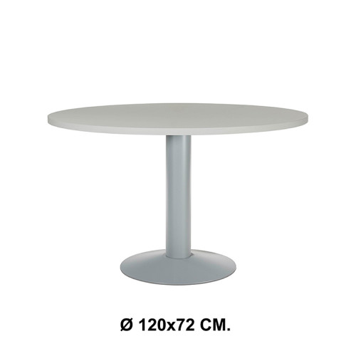 Mesa de reunión con estructura de acero rocada meeting, Ø 120x72 cm. gris / aluminio