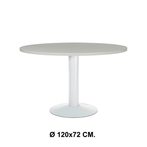 Mesa de reunión con estructura de acero rocada meeting, Ø 120x72 cm. gris / blanco