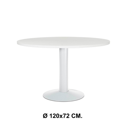 Mesa de reunión con estructura de acero rocada meeting, Ø 120x72 cm. blanco / blanco