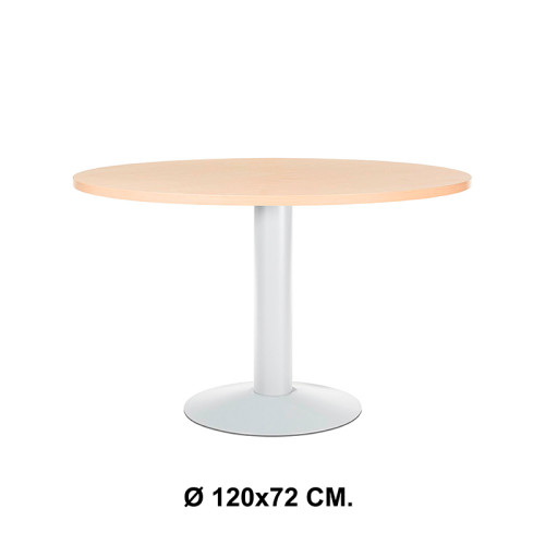 Mesa de reunión con estructura de acero rocada meeting, Ø 120x72 cm. haya / blanco