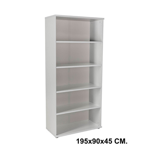 Armario sin puertas rocada store, 195x90x45 cm. 4 estantes, gris / aluminio