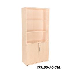 Armario con puertas bajas rocada store, 195x90x45 cm. 3 estantes, haya / haya