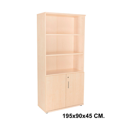 Armario con puertas bajas rocada store, 195x90x45 cm. 3 estantes, haya / haya