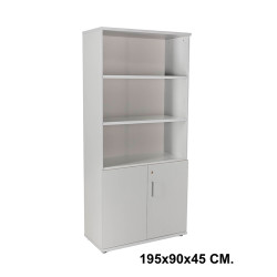 Armario con puertas bajas rocada store, 195x90x45 cm. 3 estantes, gris / aluminio