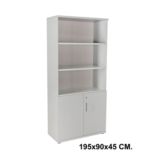 Armario con puertas bajas rocada store, 195x90x45 cm. 3 estantes, gris / aluminio