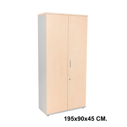 Armario con puertas rocada store, 195x90x45 cm. 4 estantes, haya /aluminio