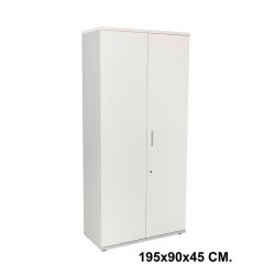 Armario con puertas rocada store, 195x90x45 cm. 4 estantes, blanco / aluminio